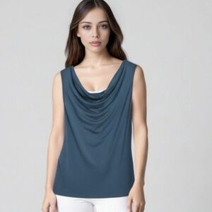 Vivid Element Teal Sleeveless top with a draped  cowl neckline. Size Small